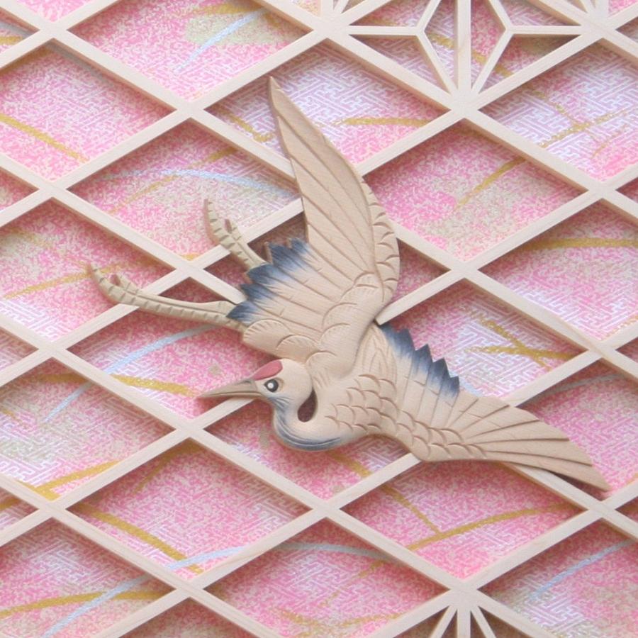 和モダン アートパネル 組子彫刻入りアートパネル 【双鶴-鶴ツガイ