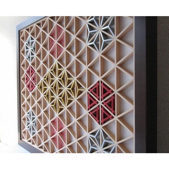和モダン アートパネル 組子色彩葉 【金銀麻の葉 3色1号 七宝 和モダン アートパネル 組子色彩葉 【金銀麻の葉 3色1号 七宝