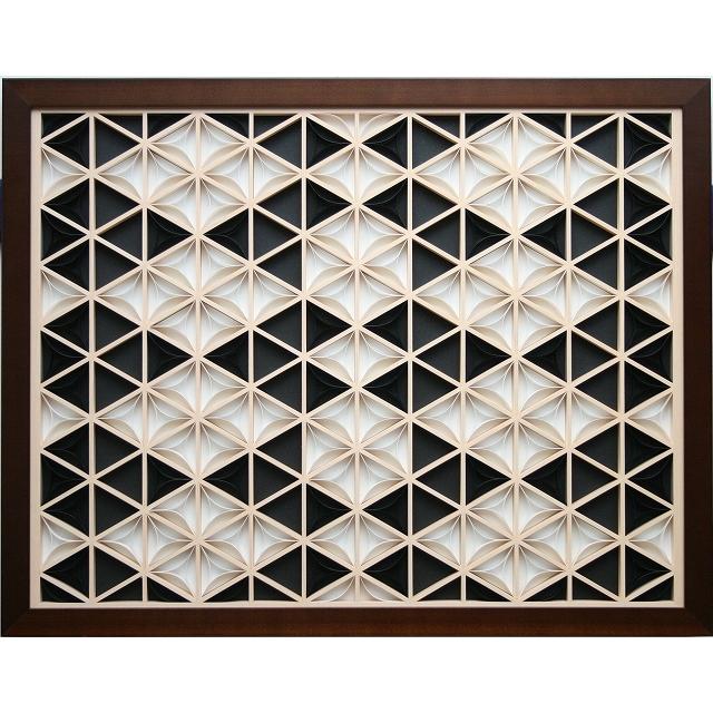 組子細工　木製アートパネル 約59cm x 56cm スタンド付き 組子細工アートパネル パターン3 - メルカリ