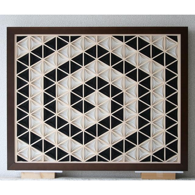 和モダン アートパネル 組子色彩葉 【七宝柄 モノトーン2号