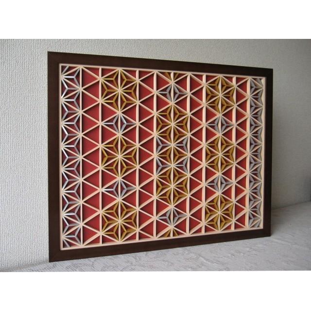 和モダン アートパネル 組子色彩葉 【緋色に金の雫】 インテリア 空間