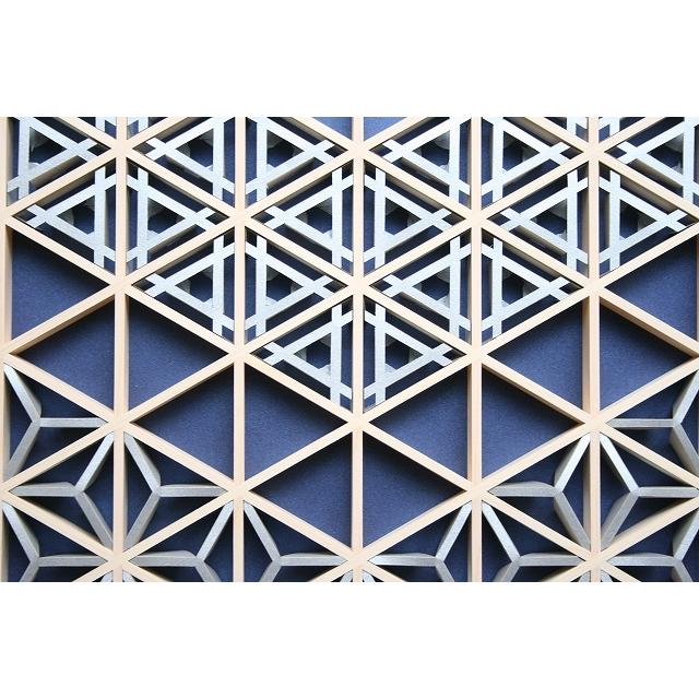 和モダン アートパネル 組子色彩葉 【青に銀の矢型4号】 インテリア