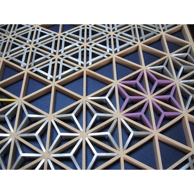 和モダン アートパネル 組子色彩葉 【青に銀の矢型4号】 インテリア