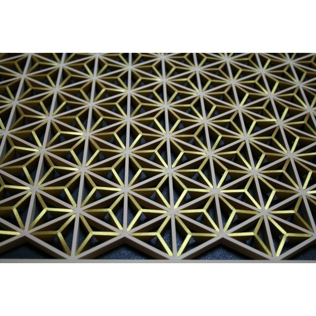 和モダン アートパネル 組子色彩葉 【金銀麻の葉 漆黒に金 和モダン アートパネル 組子色彩葉 【金銀麻の葉 漆黒に金