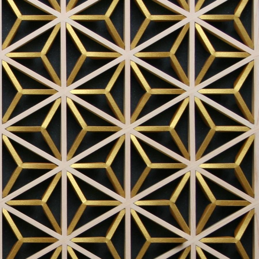 和モダン アートパネル 組子色彩葉 【金銀麻の葉 漆黒に金 和モダン アートパネル 組子色彩葉 【金銀麻の葉 漆黒に金