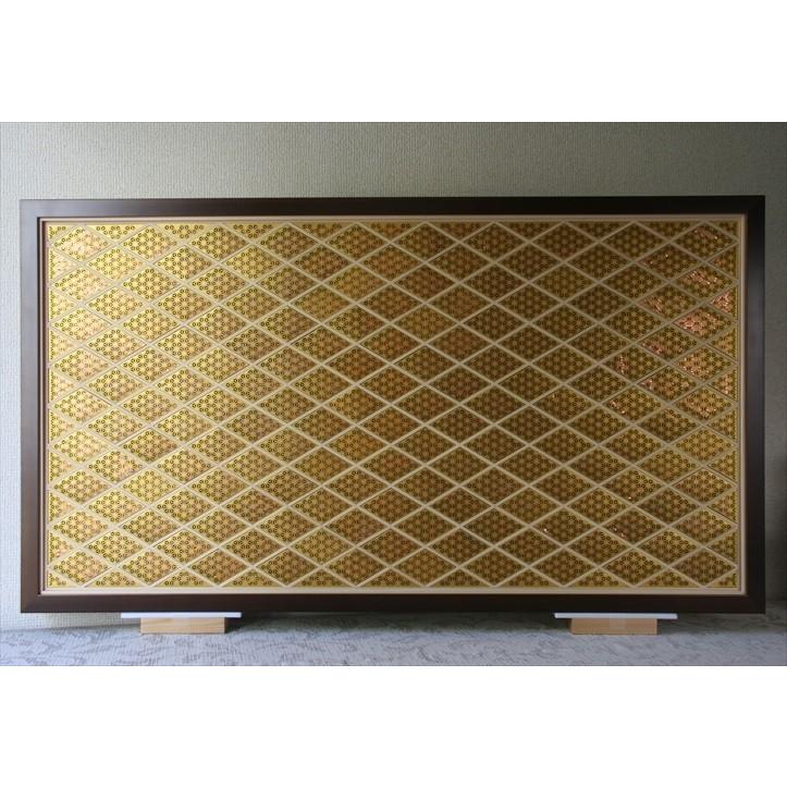 組子アート　大サイズ 和モダン 組子アートパネル【菱内小紋 麻の葉＜金 PurpleNeon＞ 大型