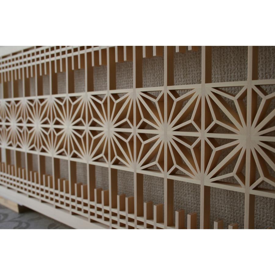 欄間組子① 組子欄間調インテリア壁飾り 【大型横型1号 麻の葉ちらし】 組子細工