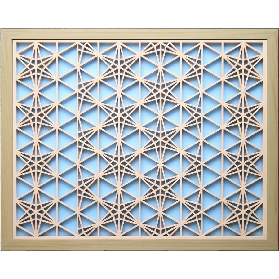 組子アートパネル、組子、組子細工 和モダン アートパネル 組子色彩葉 【水引き七宝 3色2号