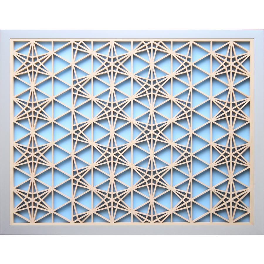 即納 組子アートパネル 【重ねりんどう ブルー背景】 和風