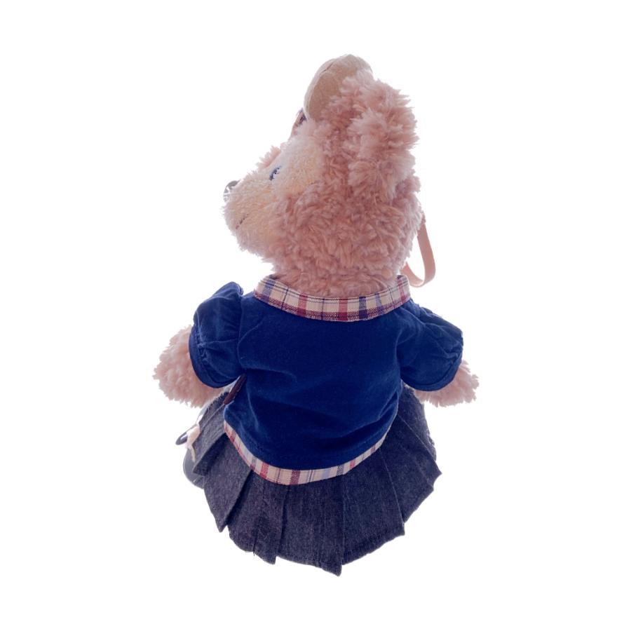 ぬいぐるみ服 上下セット スクール Tシャツ パフスリーブ 紺×チェック