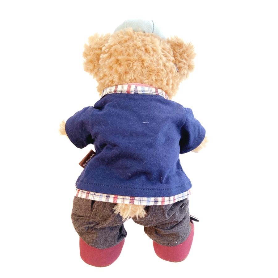 ぬいぐるみ服 上下セット スクール Tシャツ 紺×チェック グレー ぬいぐるみ服 上下セット スクール Tシャツ 紺×チェック グレー