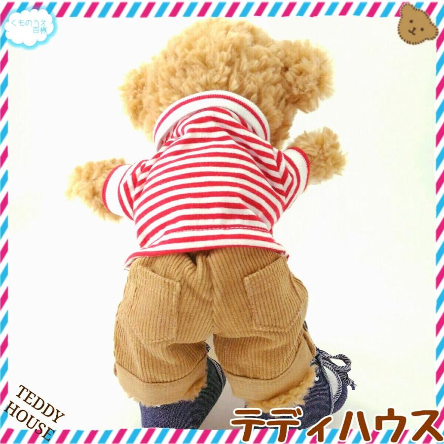 ぬいぐるみポーチ用ポロシャツ ボーダー 赤 トップス テディハウス