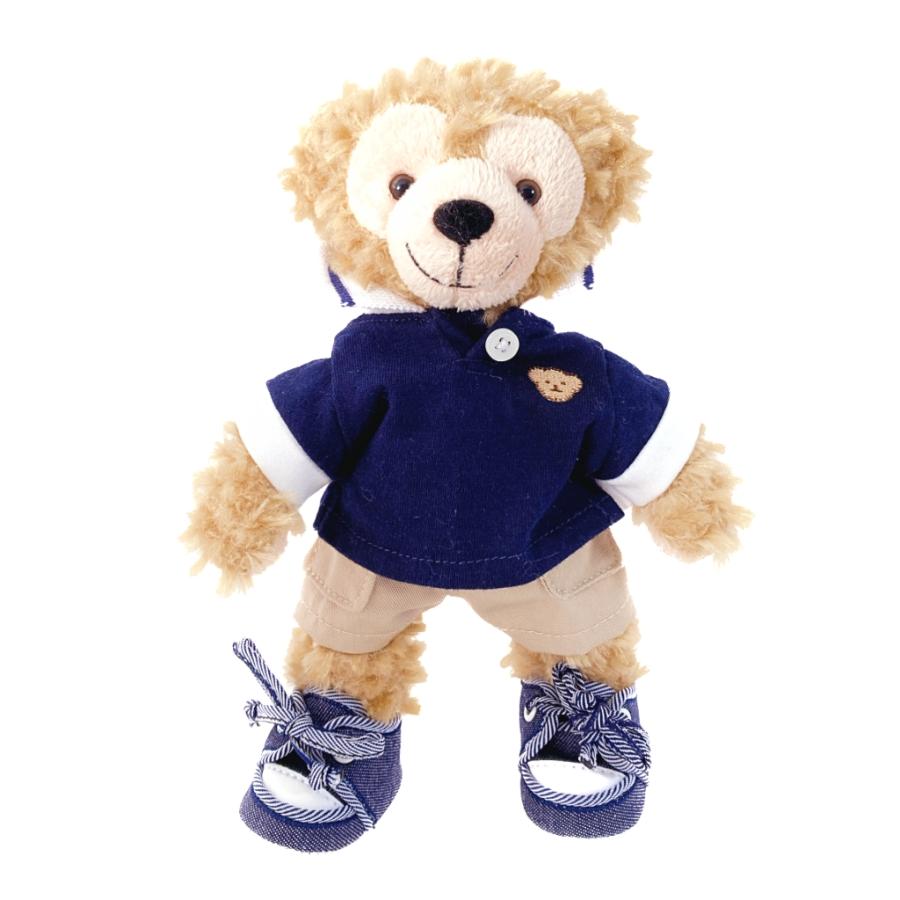 ぬいぐるみ服 20cm ポロシャツ ネイビー ワンポイントベア トップス
