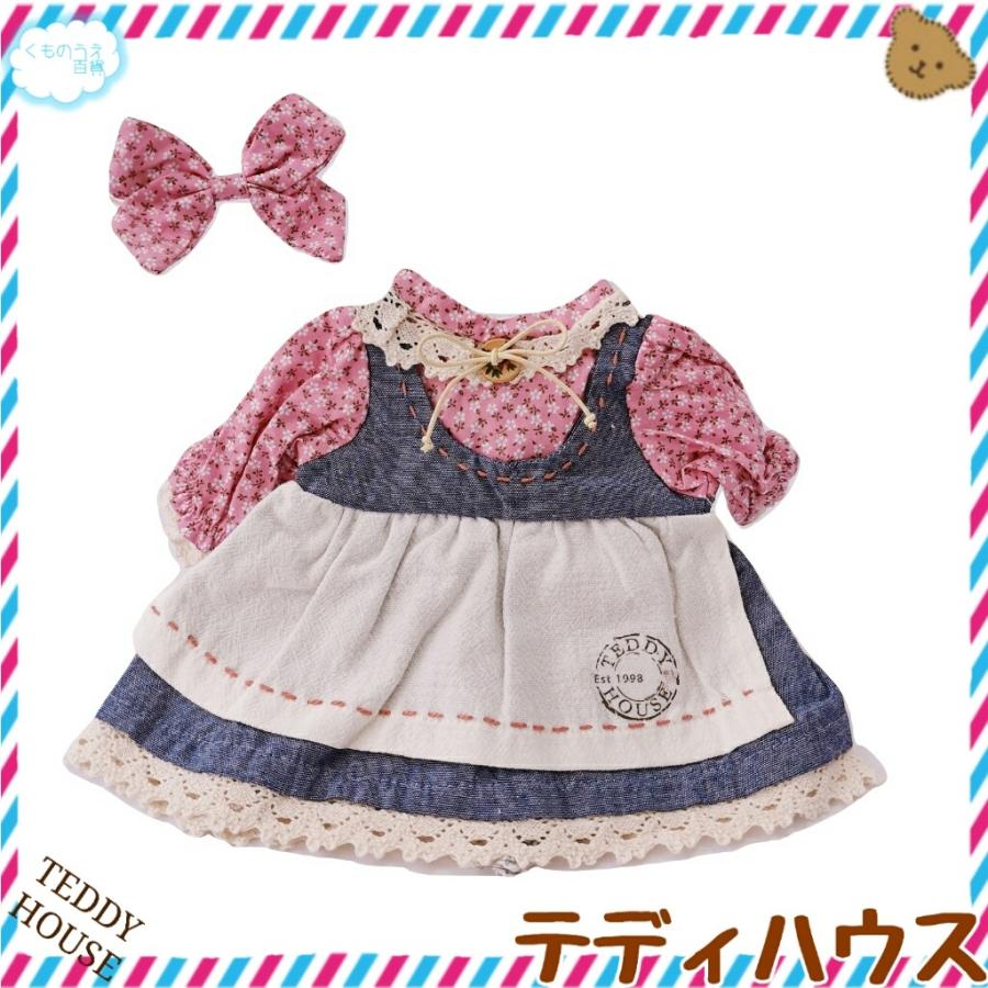 ステラルー用ワンピース ピンク花柄×デニム カントリー リボンとセット