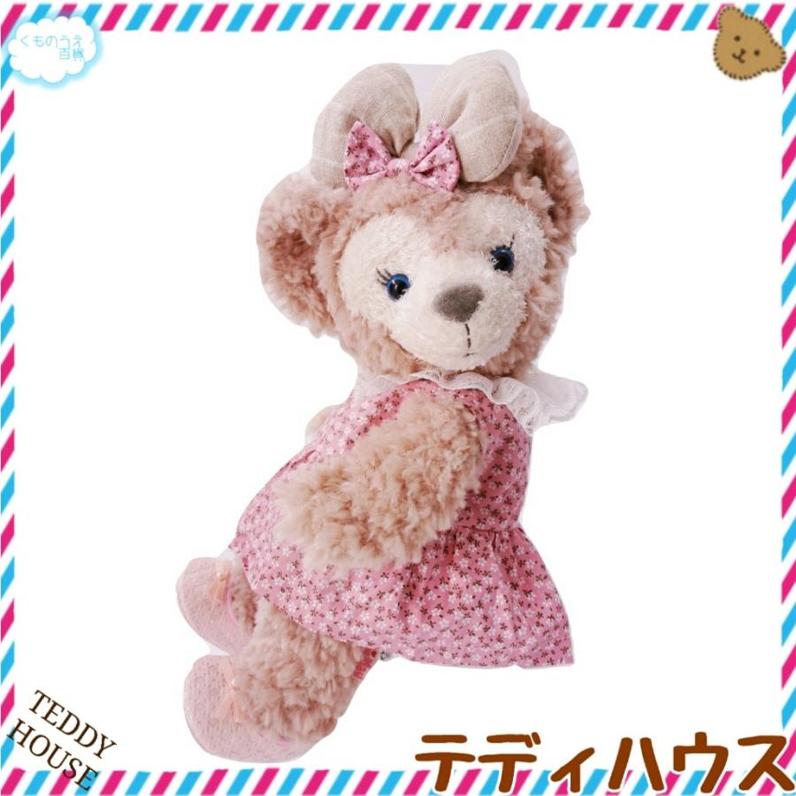 ぬいぐるみポーチ用ワンピース ノースリーブ ピンク花柄 レース襟つき