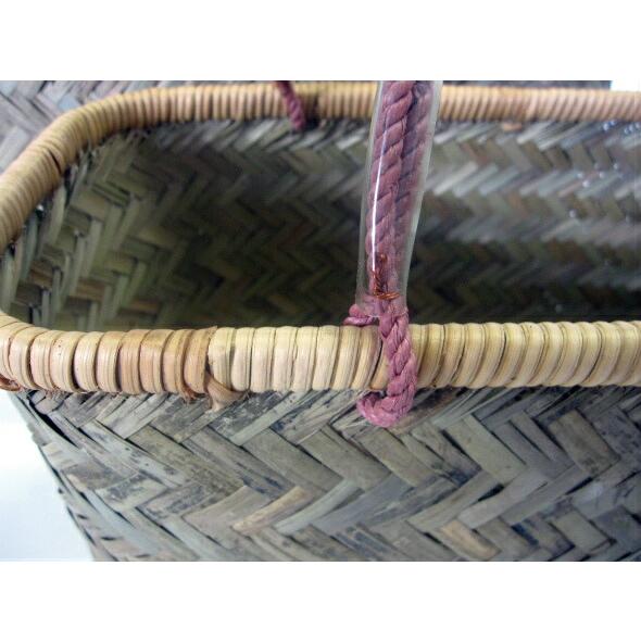 買い物かご 手提げ篭 竹製 アジロ角長買物篭 大 2P / バック 買い物 籠