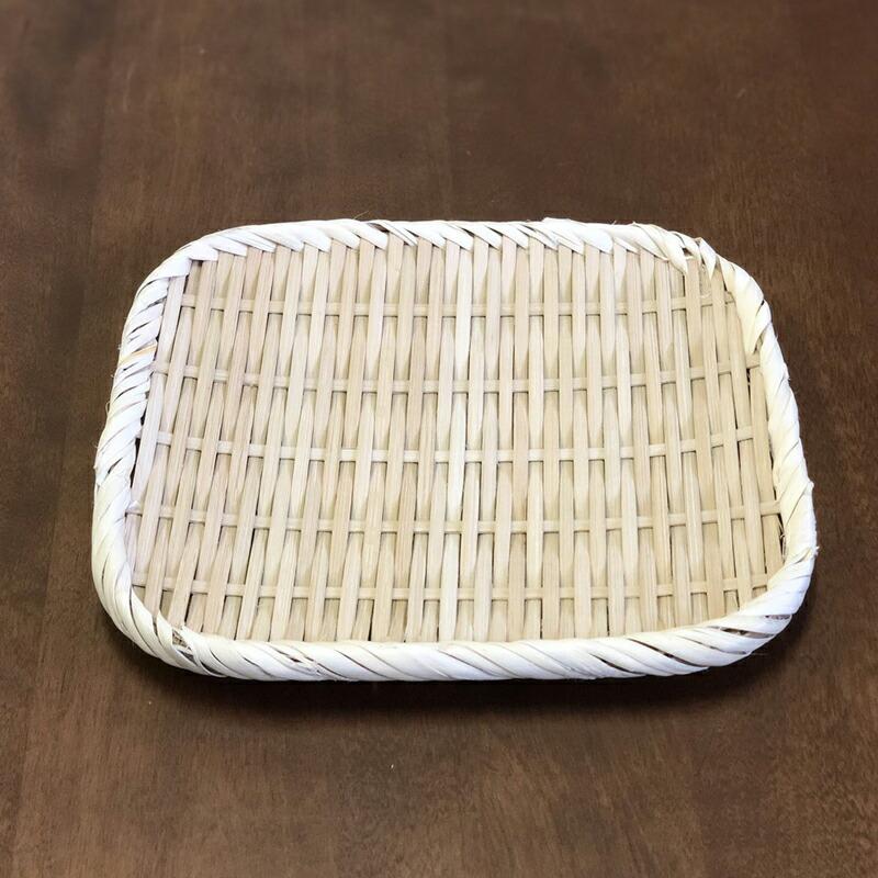 角盆ざる 21x18cm (即納) 竹製 / 盆ざる 角 角盆ザル 角ざる 竹ざる