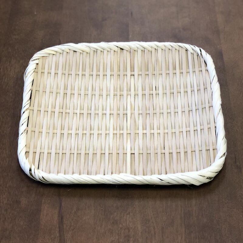 角盆ざる 24x21cm (即納) 竹製 / 盆ざる 角 角盆ザル 角ざる 竹ざる