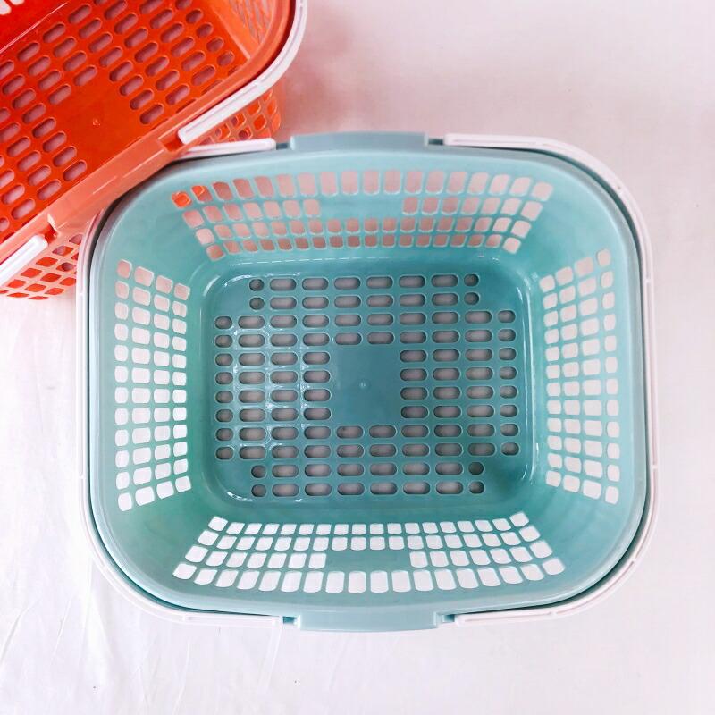 持ち手付きカゴ かご バスケット 蓋付き M L 2個セット 収納バスケット 収納