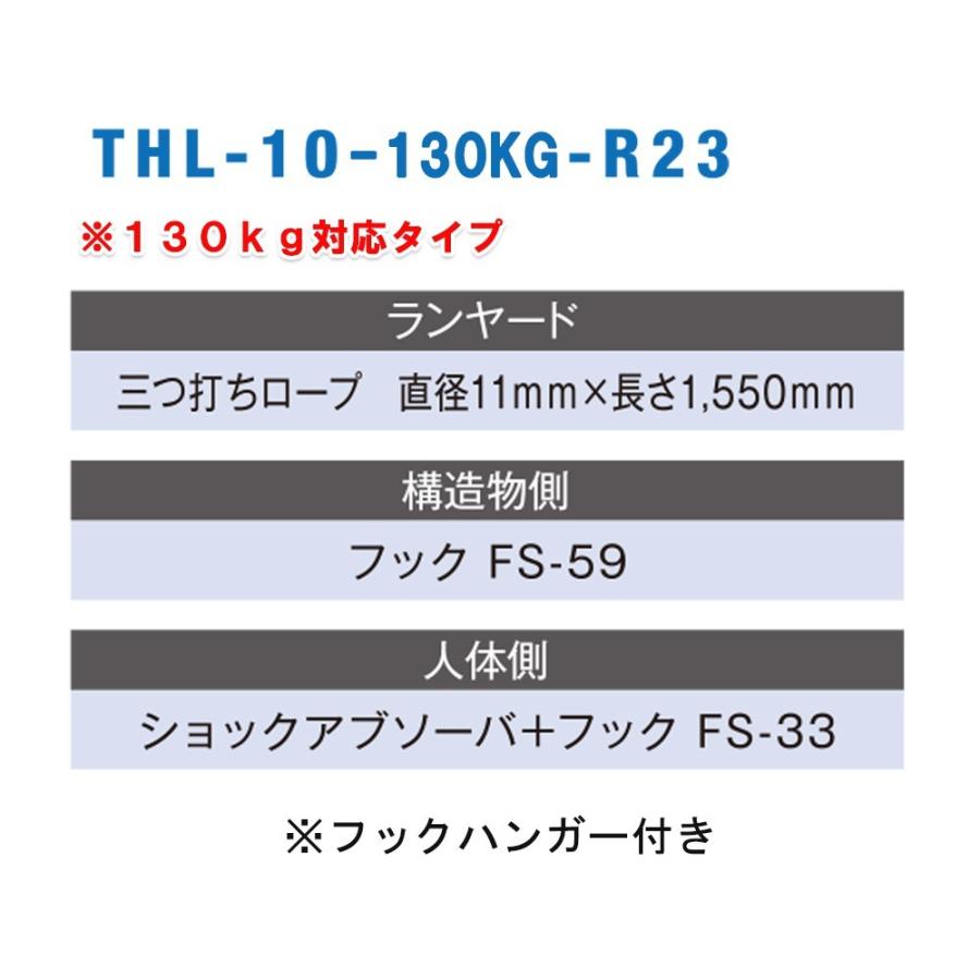 藤井電工　THL-10-130KG-R23　フルハーネス用ランヤード　※130kg対応タイプ　(新規格対応)　(フック:FS-33)　※予約商品