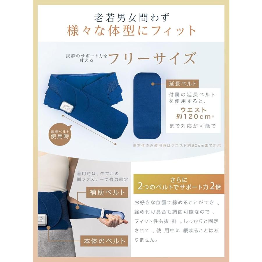 NIPLUX 電動 腰サポーター 腰 温熱 振動 蝶々型 フリーサイズ 腰ベルト サポート 骨盤 WAISTURELAX ウエスタリラックス |  | 05