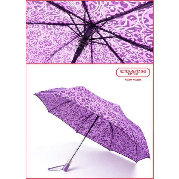 COACH（コーチ） 折りたたみ傘 シグネチャー サテン オセロット