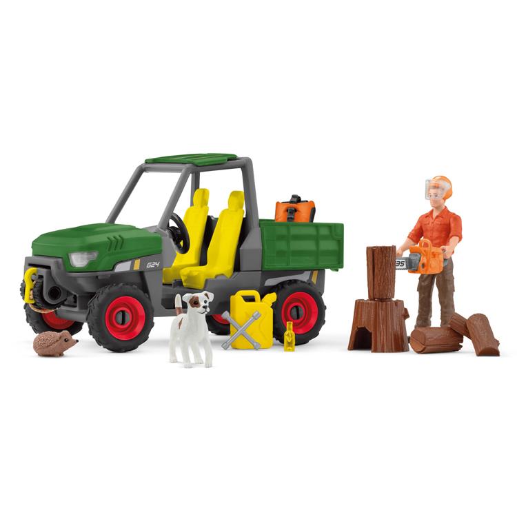 シュライヒ　(Schleich) フィギュア　トラック　サファリ　運転手 シュライヒ専門店】シュライヒ 4WDトラックと森のしごと 42659 動物