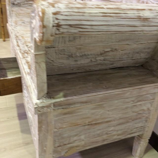アジアン家具 ソファ ベンチ 彫刻 アンティーク風 2人掛け チーク材