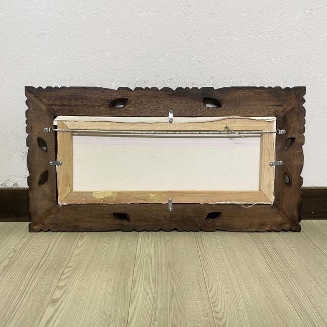 バリの絵 風景画 海辺と舟 サンセット 額付き 63×33 (1149-1) アート