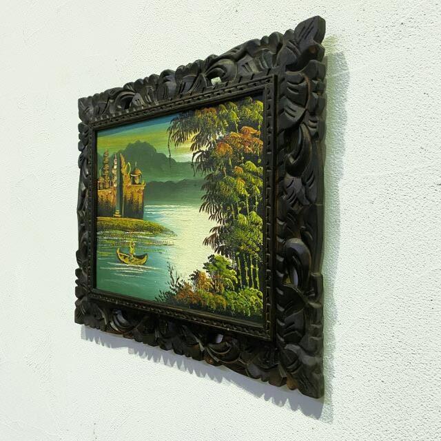 バリの絵 風景画 ウルン・ダヌ・ブラタン寺院 額付き 53×43cm バリの絵 風景画 ウルン・ダヌ・ブラタン寺院 額付き 53×43cm