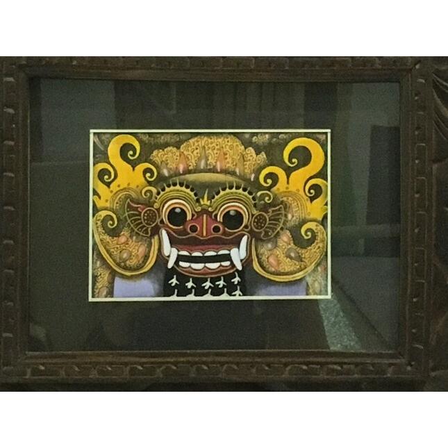 バリ　民族　ガラス　絵画　額 バリ民族ガラス絵画額