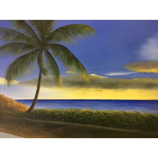 海の絵 ヤシの木 サンライズ ビーチ 海の絵画 波 アートW50 海の絵 ヤシの木 サンライズ ビーチ 海の絵画 波 アートW50