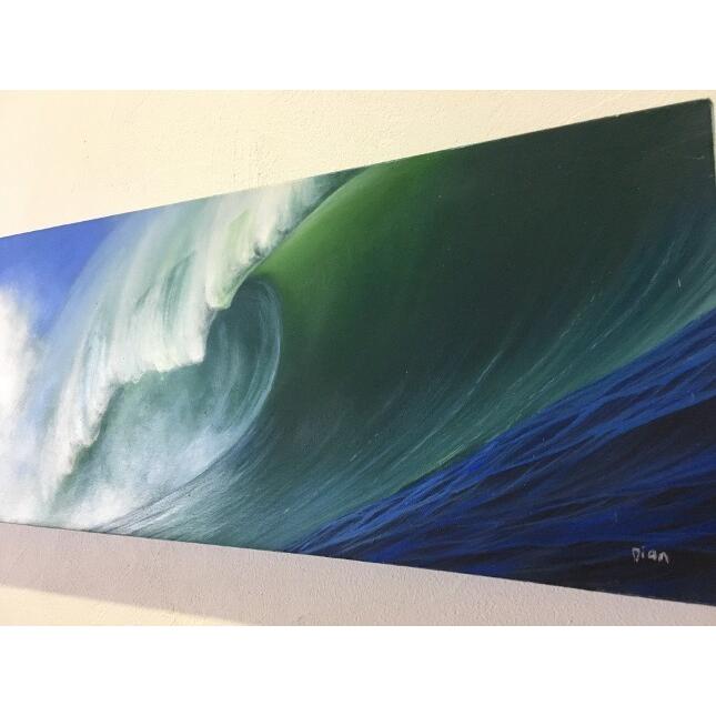 波の絵 海の絵画 波 アート W90×H30cm F-2 大きい アートパネル おしゃれ バリ 絵画 海の絵 サーフィンの画像