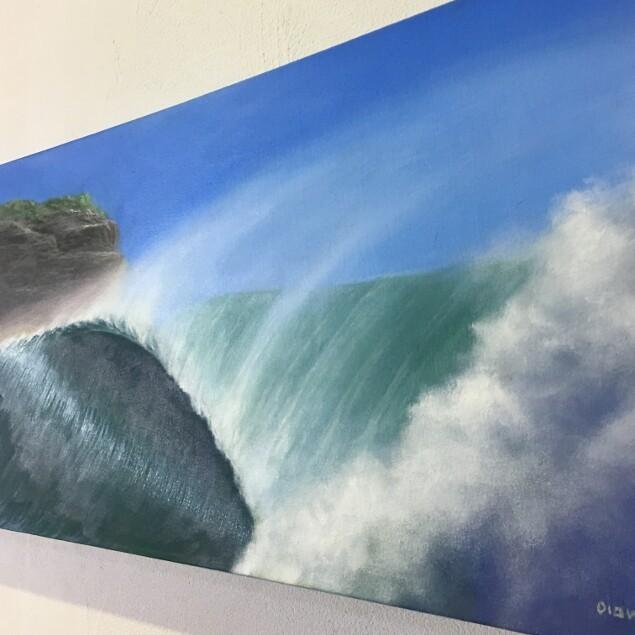 波の絵 W80×H40cm G-1 (1159) 海の絵 海の絵画 波 アートパネル バリ 