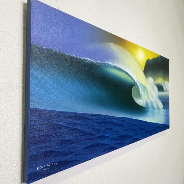 波の絵 windy作 W90×H40cm A-1 (1160-1) アートパネル インテリア 海の