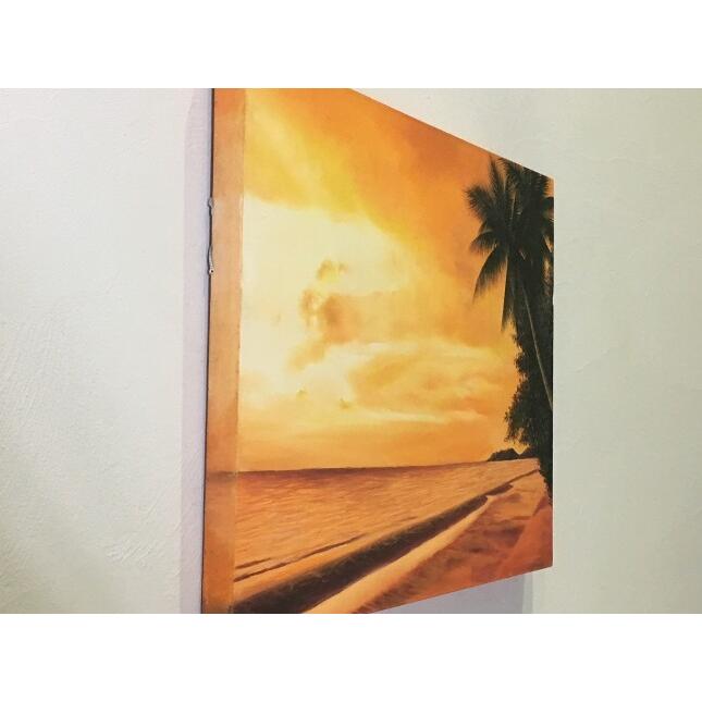 海の絵 ヤシの木 サンセット ビーチ 絵画 W80×H60cm D-3 (1165-3) 海