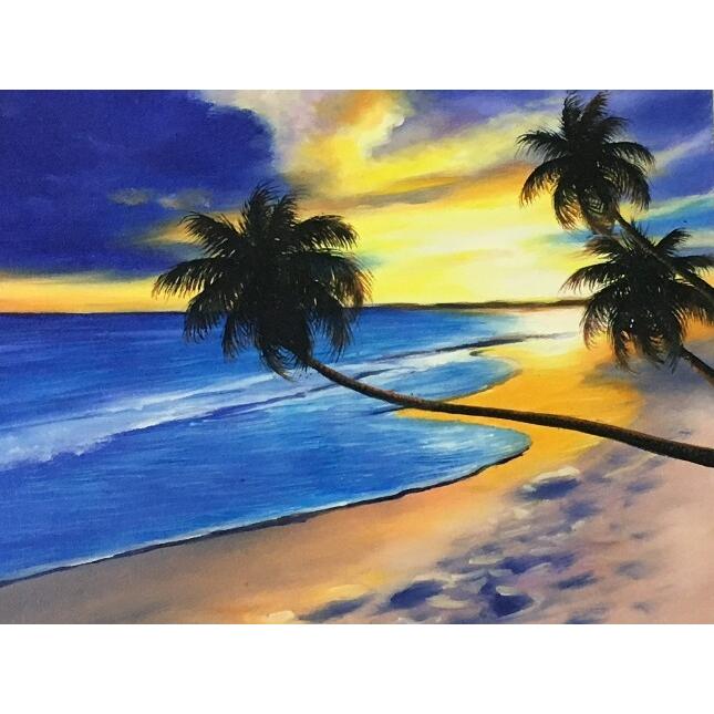 バリアート 海の絵 ヤシとサンセット ビーチ E-2 W50×H40 (1170 バリアート 海の絵 ヤシとサンセット ビーチ E-2 W50×H40 (1170