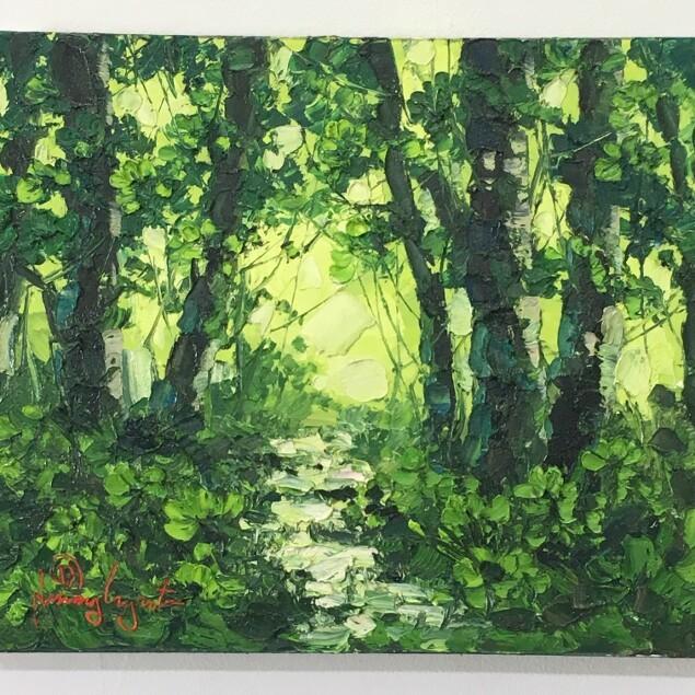 バリ絵画 油絵 森 W60×H50 (1171) バリアート 風景画 森の絵 バリ絵画 油絵 森 W60×H50 (1171) バリアート 風景画 森の絵
