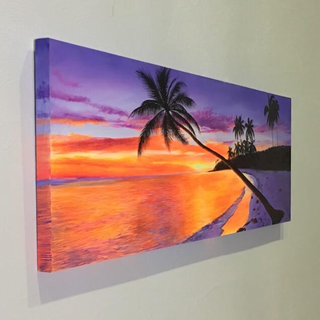 海の絵 ヤシの木 サンセットビーチ A W150×H50cm 絵画 (1179-1 海の絵 ヤシの木 サンセットビーチ A W150×H50cm 絵画 (1179-1