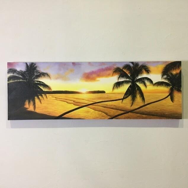 海の絵 ヤシの木 サンセットビーチ B 絵画 W150×H50cm (1179-2 海の絵 ヤシの木 サンセットビーチ B 絵画 W150×H50cm (1179-2