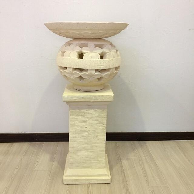 バリ島製 石台 ストーンオブジェ A 100cm レリーフ スタンド 大型