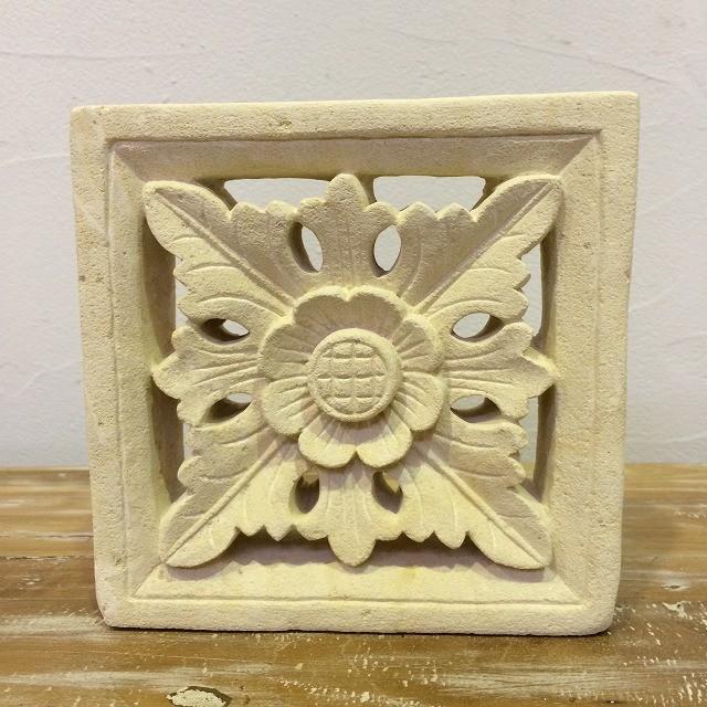 ストーンレリーフ 20×20 A 石材 パラス石 オブジェ 花 エクステリア