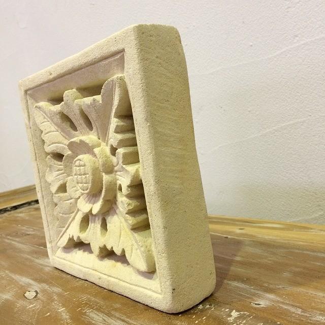 ストーンレリーフ 20×20 A 石材 パラス石 オブジェ 花 エクステリア