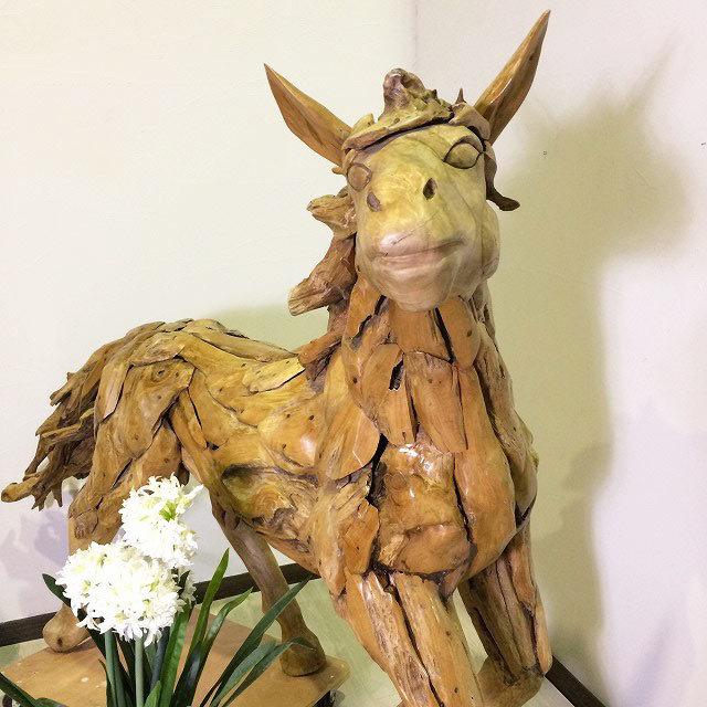 木馬 大型オブジェ W220cm 躍動感あふれる 凛々しい 動物オブジェ