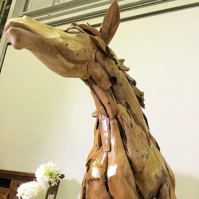 木馬 大型オブジェ W220cm 躍動感あふれる 凛々しい 動物オブジェ