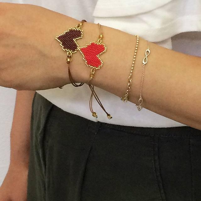 メール便対応可 ビーズ ブレスレット ハート ミサンガ アンクレット