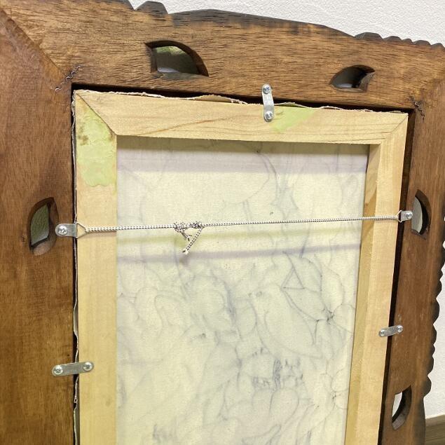 バリ絵画 ブンゴセカン 鳥の絵 ハイビスカス 赤 2柄 W43×H53cm バリ