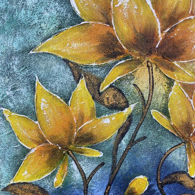 バリアート 黄色い花の絵 W50 H60cm バリ絵画 アートパネル アジアン 1485 バリ雑貨 石像のクプクプ アジアン 通販 Yahoo ショッピング