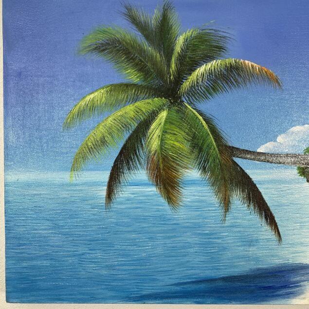 海の絵 ビーチ 海とヤシの木 W60×H40cm 青い海 インテリア アート