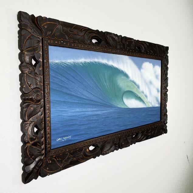 波の絵 windy作 海の絵 波 アート 壁掛け 額付き 73×43cm バリ絵画